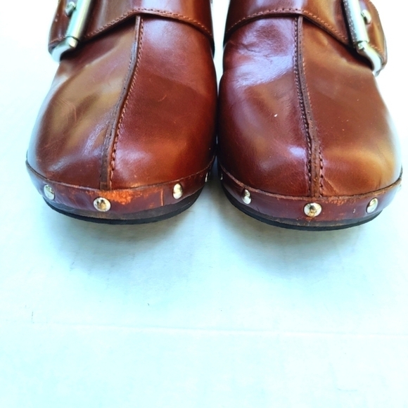 Michael Kors Brown Soft Leather Cross Strap  Buckle Women's Clogs Size 9M - Picture 3 of 8